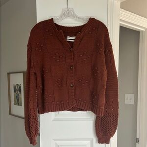 Pilcro Brown Cardigan Sweater V-Neck Cropped